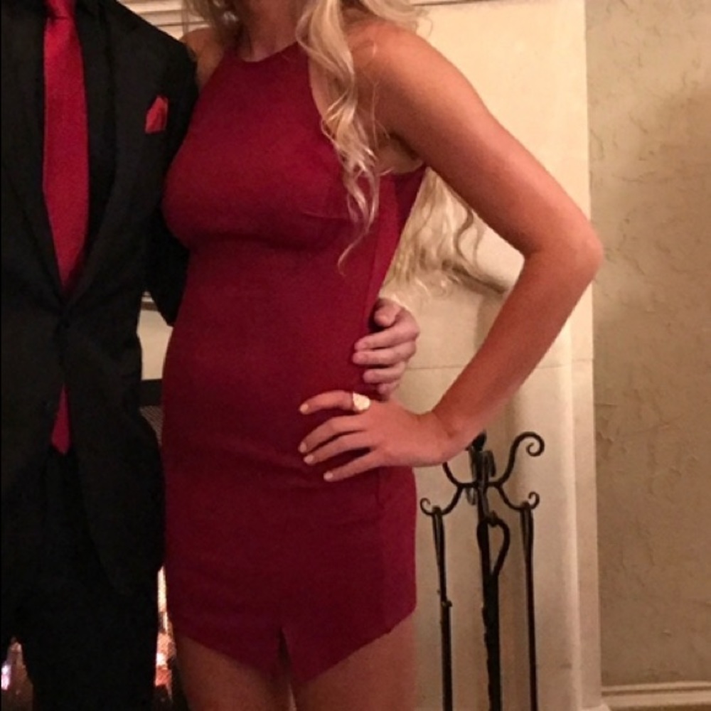 Janelle James Maroon Bodycon Dress